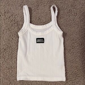 Daily Drills White Fitted Ribbed Tank Top